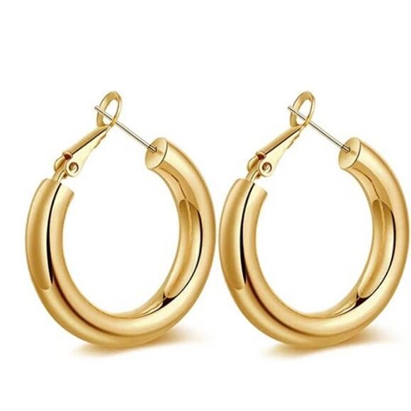 Chunky Gold  Hoop Earrings - Picture 1 of 1